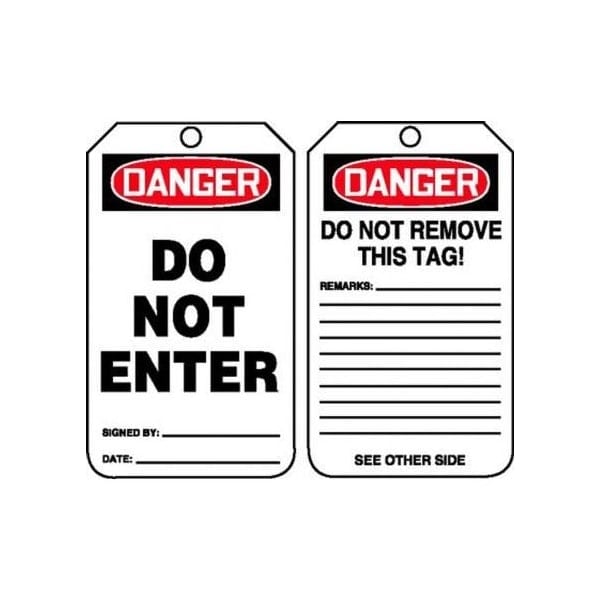 Accuform Safety Tags, DANGER DO NOT ENTER, 5.75in x 3.25in, PF-Cardstock, 25PK MDT187CTP - main